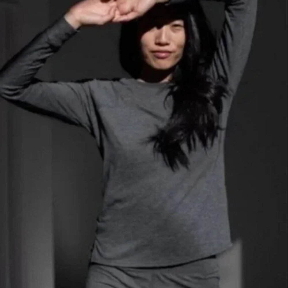 LLUNYA I Gray Grey Relaxed Good in Bed Crew Neck Long Sleeve Lounge Shirt, M - Picture 2 of 16